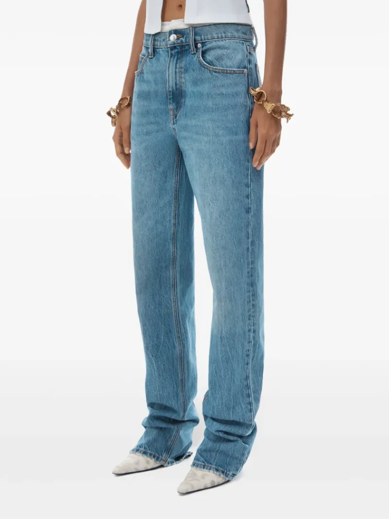 Jeans>ALEXANDER WANG Mid Rise Relaxed Straight Pointelle Undie