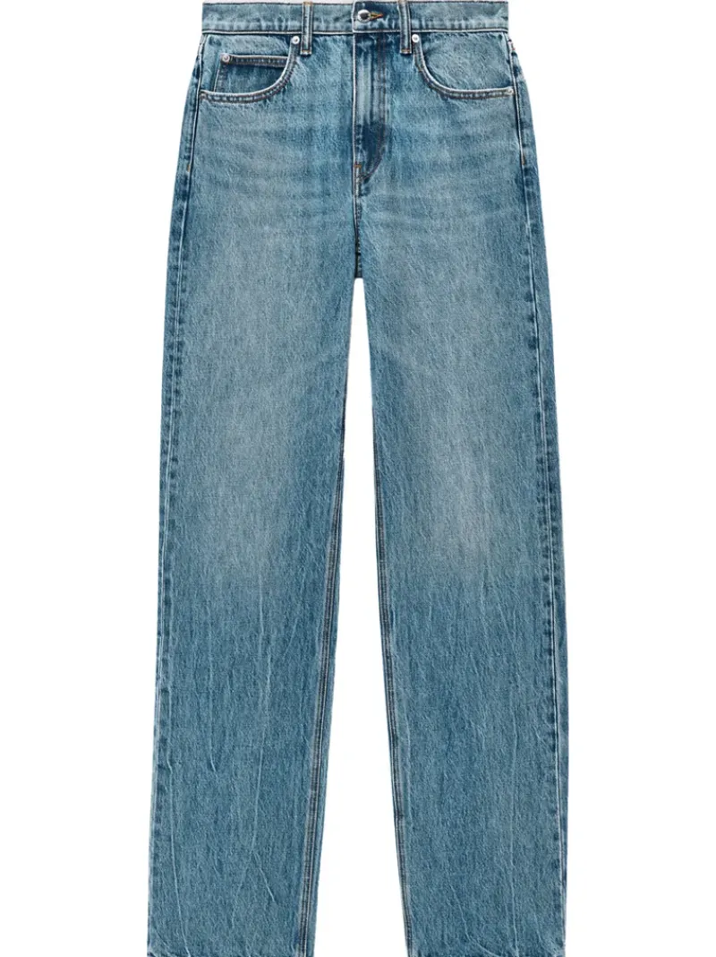 Jeans>ALEXANDER WANG Mid Rise Relaxed Straight Pointelle Undie
