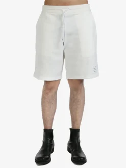 Shorts>THOM BROWNE Mid Thigh Sweat Shorts W/Rwb Patch Pocket In Solid Loopback