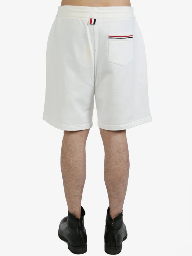 Shorts>THOM BROWNE Mid Thigh Sweat Shorts W/Rwb Patch Pocket In Solid Loopback