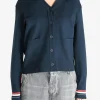 Sweats & Hoodies | Knitwear>THOM BROWNE Milano Stitch W/RWB Stripe Cardigan Hoodie