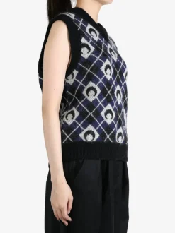 Knitwear>MARINE SERRE Moon Argyle Knit Vest