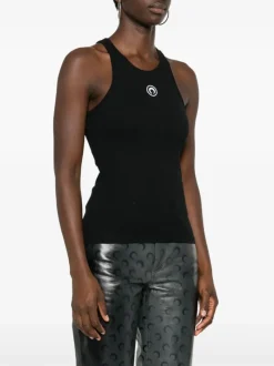 Tops>MARINE SERRE Moon Logo Ribbed Jersey Tank Top