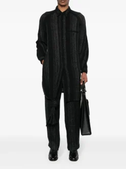 Shirts>YOHJI YAMAMOTO POUR HOMME M-Tied Hem Stripe B Shirt