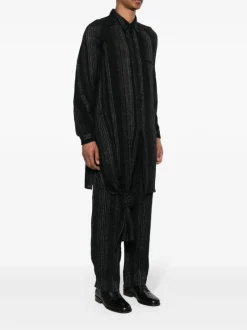 Shirts>YOHJI YAMAMOTO POUR HOMME M-Tied Hem Stripe B Shirt