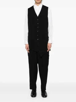 Jackets & Coats>YOHJI YAMAMOTO POUR HOMME Multi Pocket Asymetrical Vest