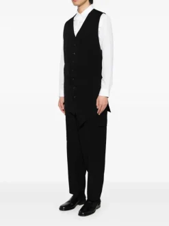 Jackets & Coats>YOHJI YAMAMOTO POUR HOMME Multi Pocket Asymetrical Vest