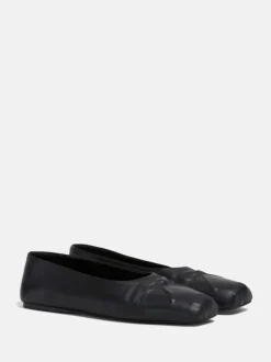 Flats>MARNI Nappa Leather Seamless Little Bow Ballet Flat