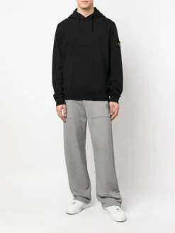 Sweats & Hoodies>STONE ISLAND Organic Cotton Fleece Hooded Sweater