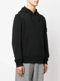 Sweats & Hoodies>STONE ISLAND Organic Cotton Fleece Hooded Sweater