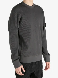 Sweats & Hoodies>STONE ISLAND Organic Cotton Waffle Fleece Sweatshirt