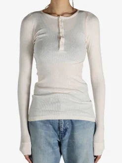 T-shirts>AURALEE Organic Soft Rib Henley Neck P/O T-Shirt