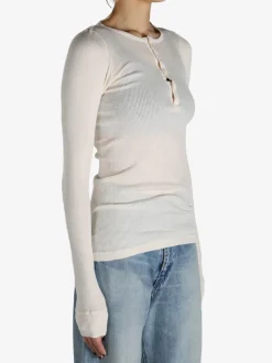 T-shirts>AURALEE Organic Soft Rib Henley Neck P/O T-Shirt