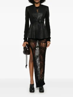 Jackets & Coats>RICK OWENS Pelle Giacca Ls Strutter