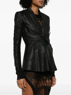 Jackets & Coats>RICK OWENS Pelle Giacca Ls Strutter