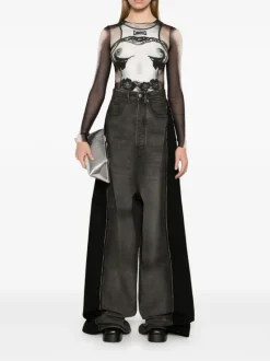 Tops>JEAN PAUL GAULTIER Petit Grand Rib Printed Printed "Body Lace Mariniere" Mesh Top