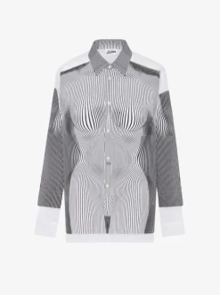 Shirts>JEAN PAUL GAULTIER Petite Grand Pinstripe Body Morphing Shirt