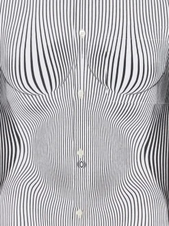 Shirts>JEAN PAUL GAULTIER Petite Grand Pinstripe Body Morphing Shirt