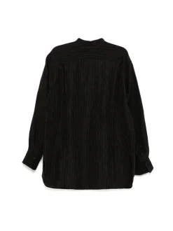 Shirts>ZIGGY CHEN Pleated Mandarin Collar Shirt