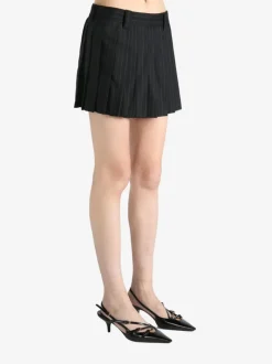 Skirts>MIU MIU Pleated Pinstripe Mini Skirt