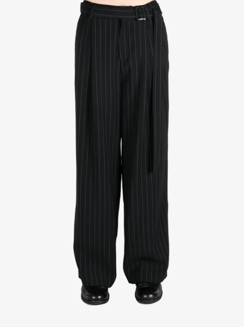 Pants>LOUIS GABRIEL NOUCHI Pleated Pinstripe Pants