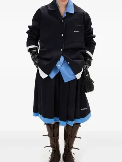 Skirts>MIU MIU Pleated Poplin Skirt