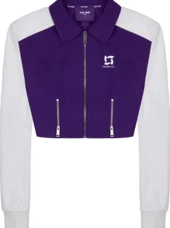 Jackets & Coats>TEAM WANG Pointed Flat-collar Cropped Baseball Jacket
