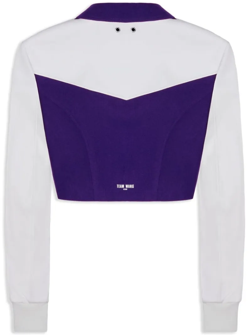 Jackets & Coats>TEAM WANG Pointed Flat-collar Cropped Baseball Jacket