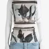 Tops>JEAN PAUL GAULTIER Printed Flowers Sheer Long Sleeved Top