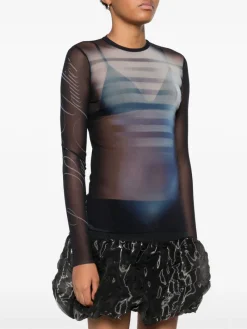 Tops>JEAN PAUL GAULTIER Printed "Le Mâle" Mesh Top