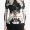 Tops>JEAN PAUL GAULTIER Printed "Squeletor" Mesh Long Sleeves Top