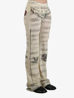 Pants>JEAN PAUL GAULTIER Printed "Tattoo Marinière" Mesh Trouser