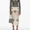 Skirts>JEAN PAUL GAULTIER Printed "Tattoo Rose & Bird" Double Layer Mesh Skirt