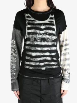 Tops>JEAN PAUL GAULTIER Printed "Tattoo" Thin Jersey Long Sleeved Top