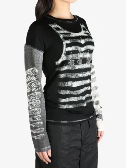 Tops>JEAN PAUL GAULTIER Printed "Tattoo" Thin Jersey Long Sleeved Top