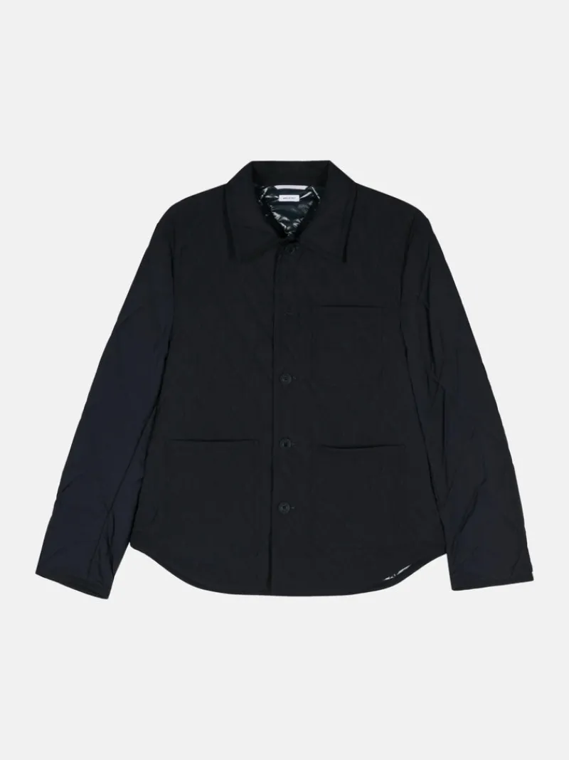 Jackets & Coats>THOM BROWNE Quilted Shirt Jacket Withapplied Pockets