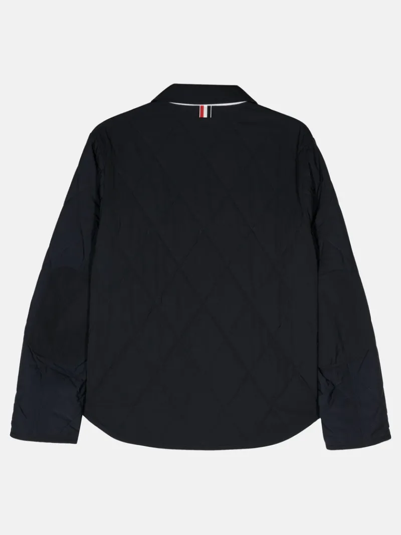 Jackets & Coats>THOM BROWNE Quilted Shirt Jacket Withapplied Pockets