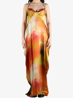 Dresses>YANGKEHAN Rainbow Floral Silk Slip Dress