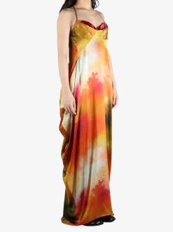 Dresses>YANGKEHAN Rainbow Floral Silk Slip Dress