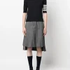 T-shirts>THOM BROWNE Relaxed Fit Ss Turtleneck In Fine Merino Wool W/ 4 Bar Stripes