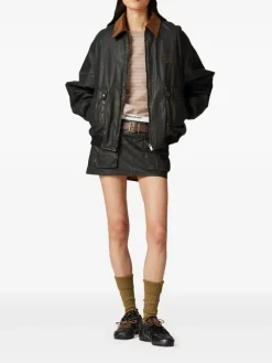 Jackets & Coats>MIU MIU Resin Finished Bomber Jacket
