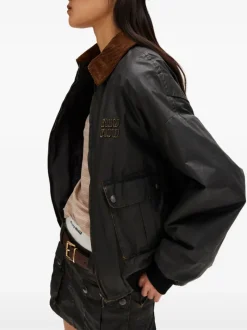 Jackets & Coats>MIU MIU Resin Finished Bomber Jacket