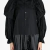 Tops>COMME DES GARCONS NOIR Retro Court Style Ruffled Puff Sleeve Blouse