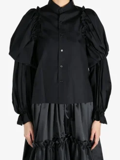 Tops>COMME DES GARCONS NOIR Retro Court Style Ruffled Puff Sleeve Blouse
