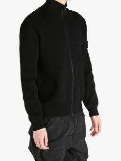 Knitwear>STONE ISLAND Ribbed Full Zip Turtleneck