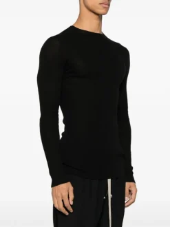 Knitwear>RICK OWENS Ribbed Round Neck Sweater