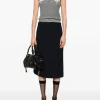 Knitwear>SHUSHU/TONG Ribbon-Stitch Sleeveless Knit Cardigan