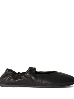 Flats>MIU MIU Ruches Nappa Leather Ballerinas