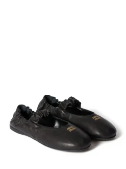 Flats>MIU MIU Ruches Nappa Leather Ballerinas