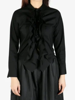 Tops>COMME DES GARCONS TAO Ruffle Accent Button Up Blouse
